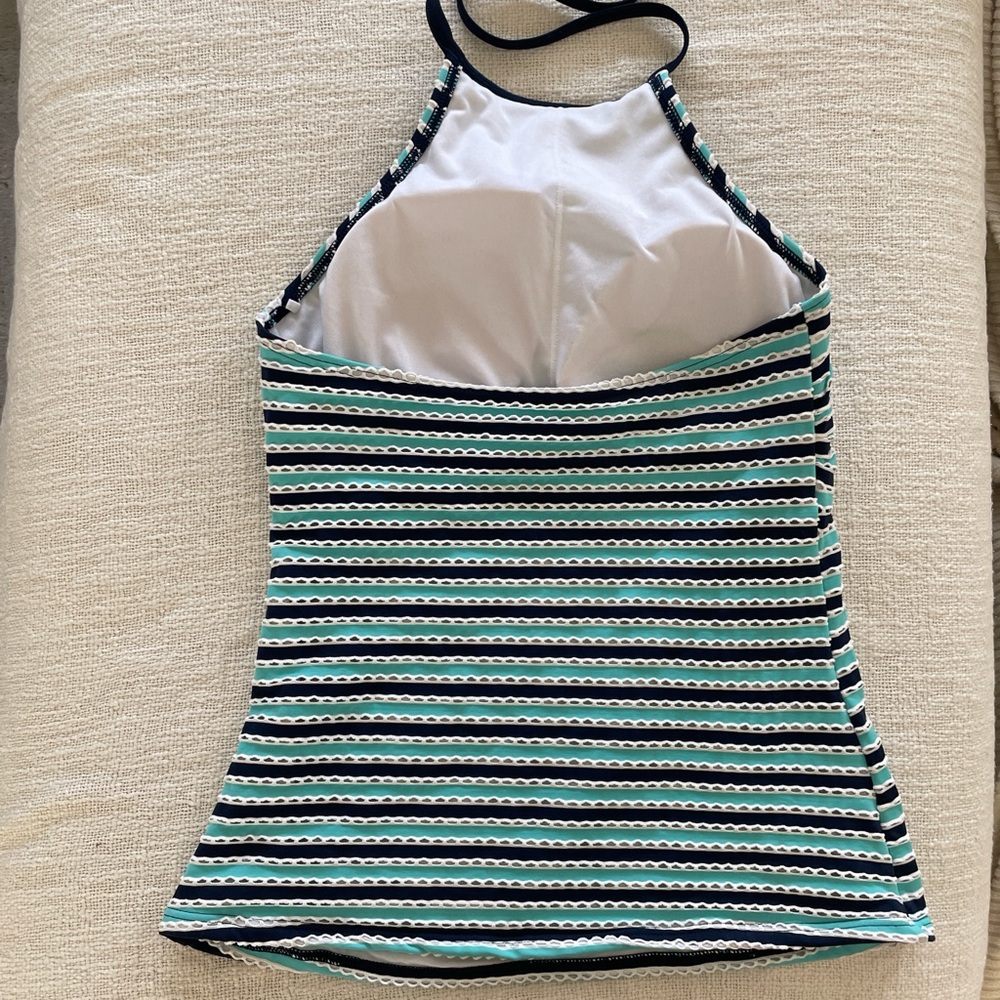 Striped Halter Neck Swim Top
